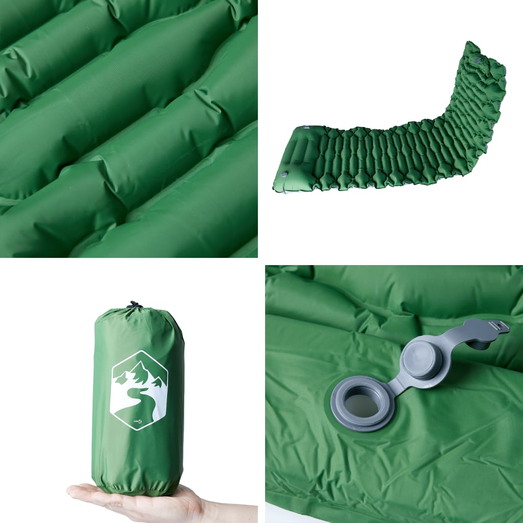 vidaXL Self Inflating Camping Mattress with Pillow 1-Person Green 5