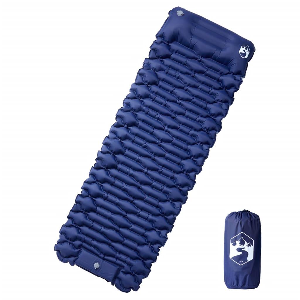 vidaXL Self Inflating Camping Mattress with Pillow 1-Person Navy Blue 1