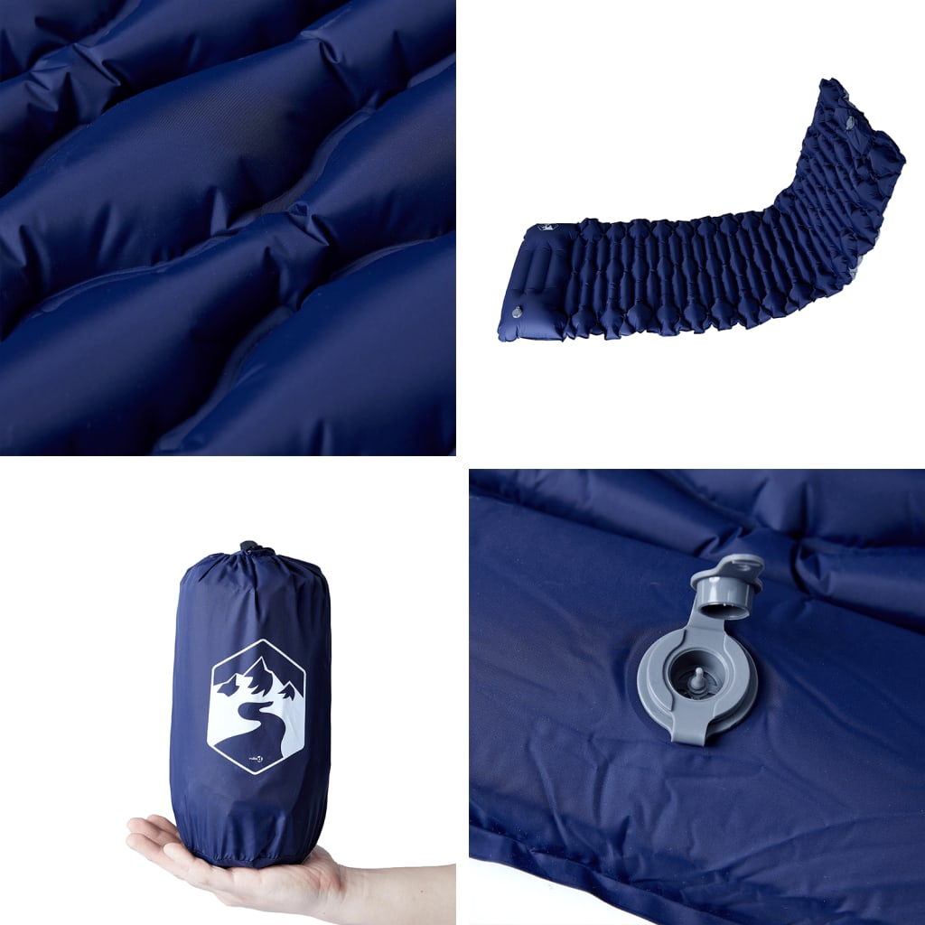 vidaXL Self Inflating Camping Mattress with Pillow 1-Person Navy Blue 5