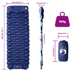 vidaXL Self Inflating Camping Mattress with Pillow 1-Person Navy Blue 6