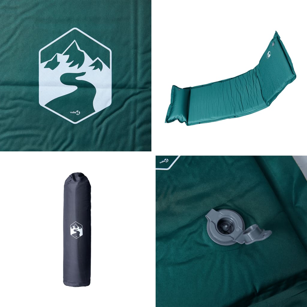 vidaXL Self Inflating Camping Mattress with Pillow 1-Person Green 5