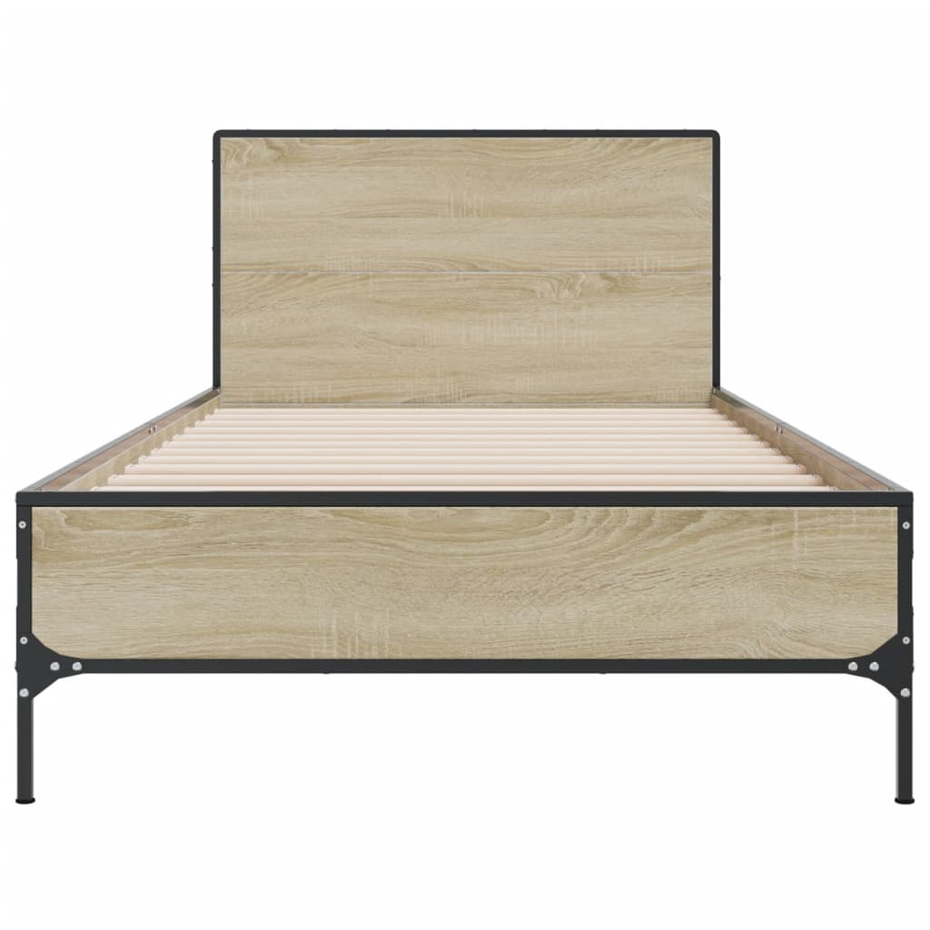 vidaXL Bed Frame without Mattress Sonoma Oak 75x190 cm Small Single 4