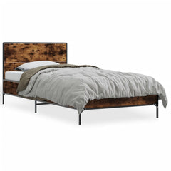 vidaXL Bed Frame without Mattress Smoked Oak 75x190 cm Small Single 2
