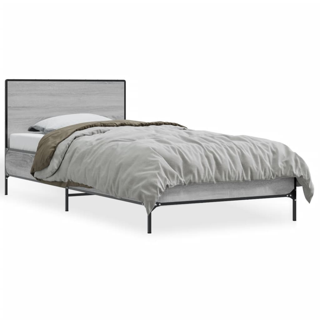 Bed Frame without Mattress Grey Sonoma 75 x 190 cm
