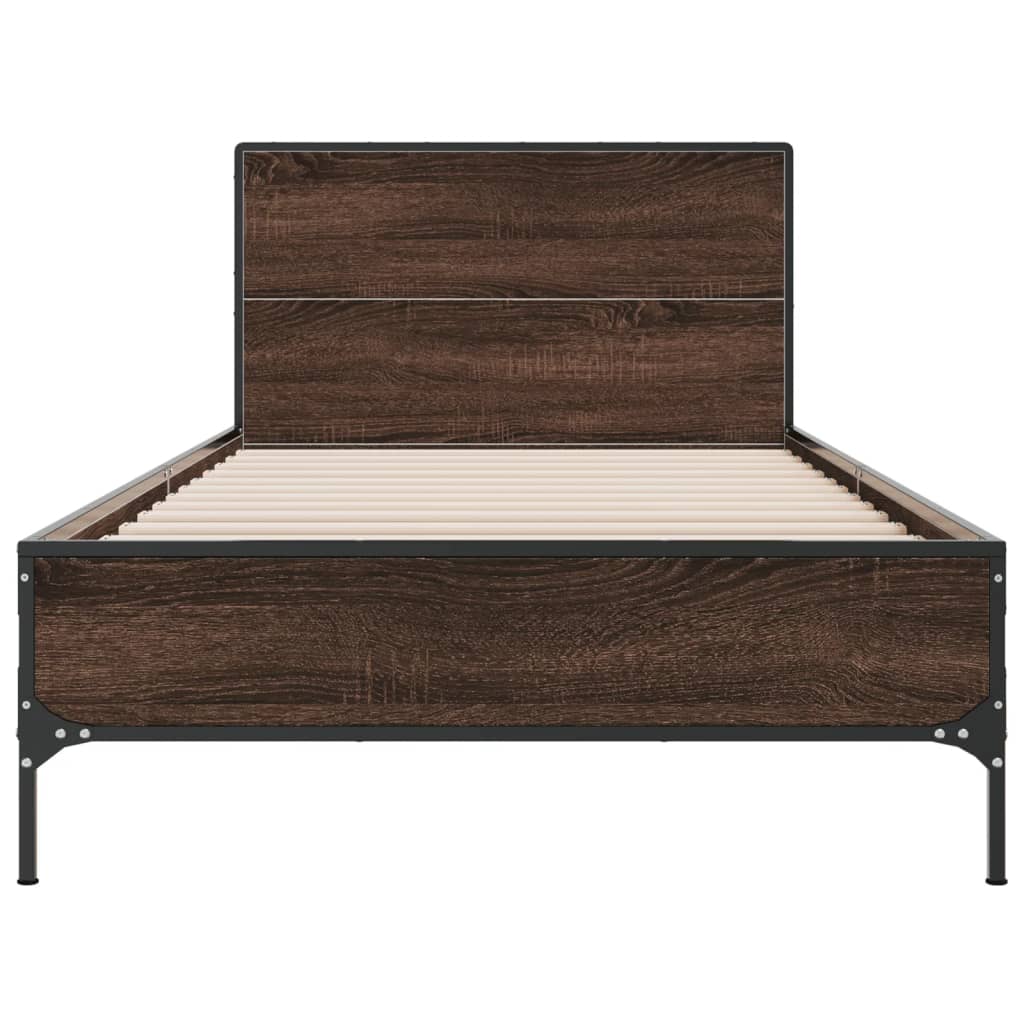 vidaXL Bed Frame without Mattress Brown Oak 75x190 cm Small Single 4