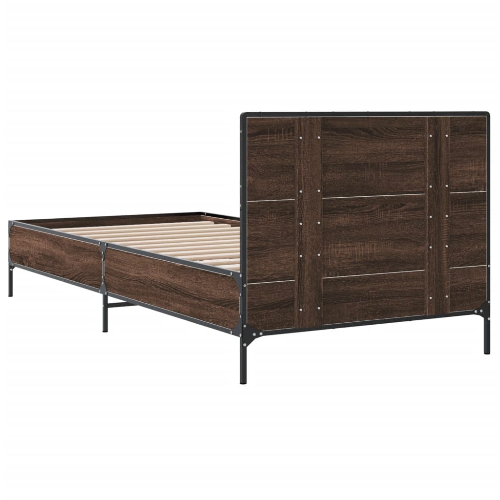 Bed Frame without Mattress Brown Oak 75 x 190 cm