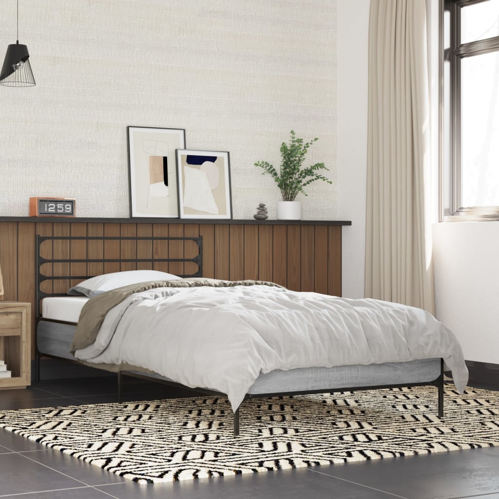 Bed Frame without Mattress Length 200 cm Grey Sonoma 90 cm