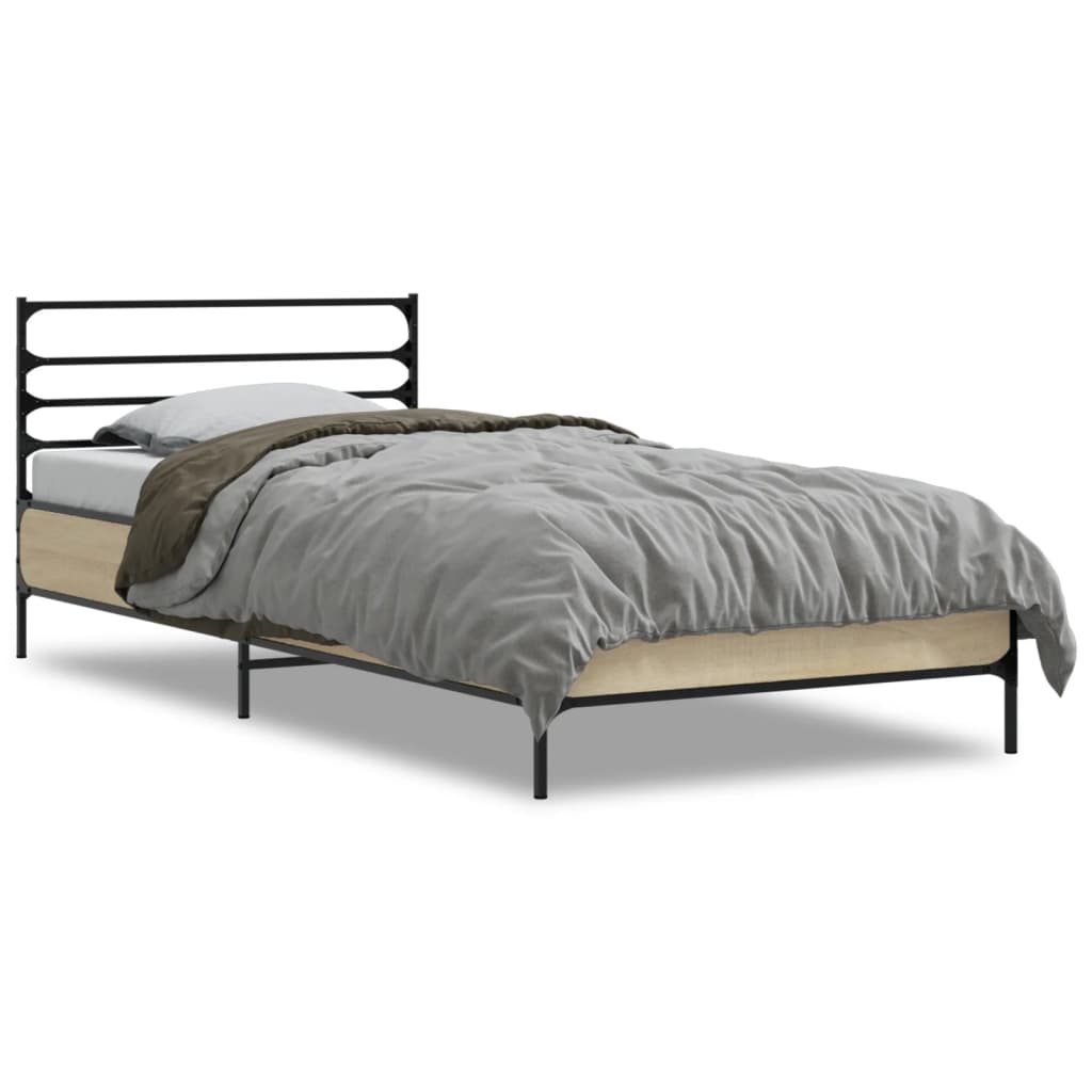 vidaXL Bed Frame without Mattress Sonoma Oak 75x190 cm Small Single 2