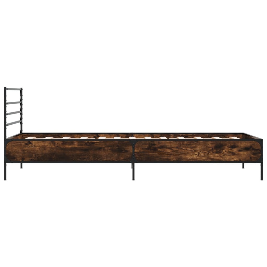 vidaXL Bed Frame without Mattress Smoked Oak 75x190 cm Small Single 5