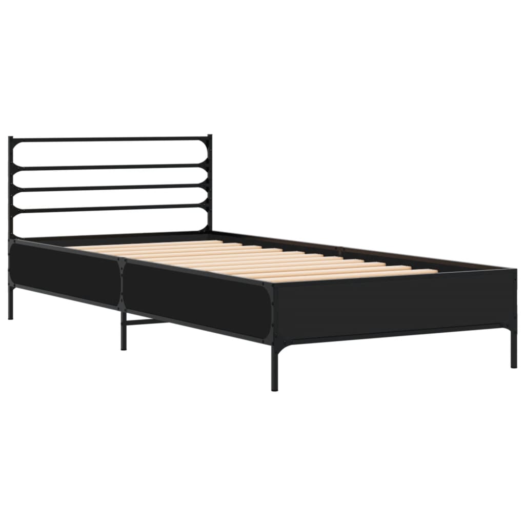vidaXL Bed Frame without Mattress Black 90x190 cm Single 3