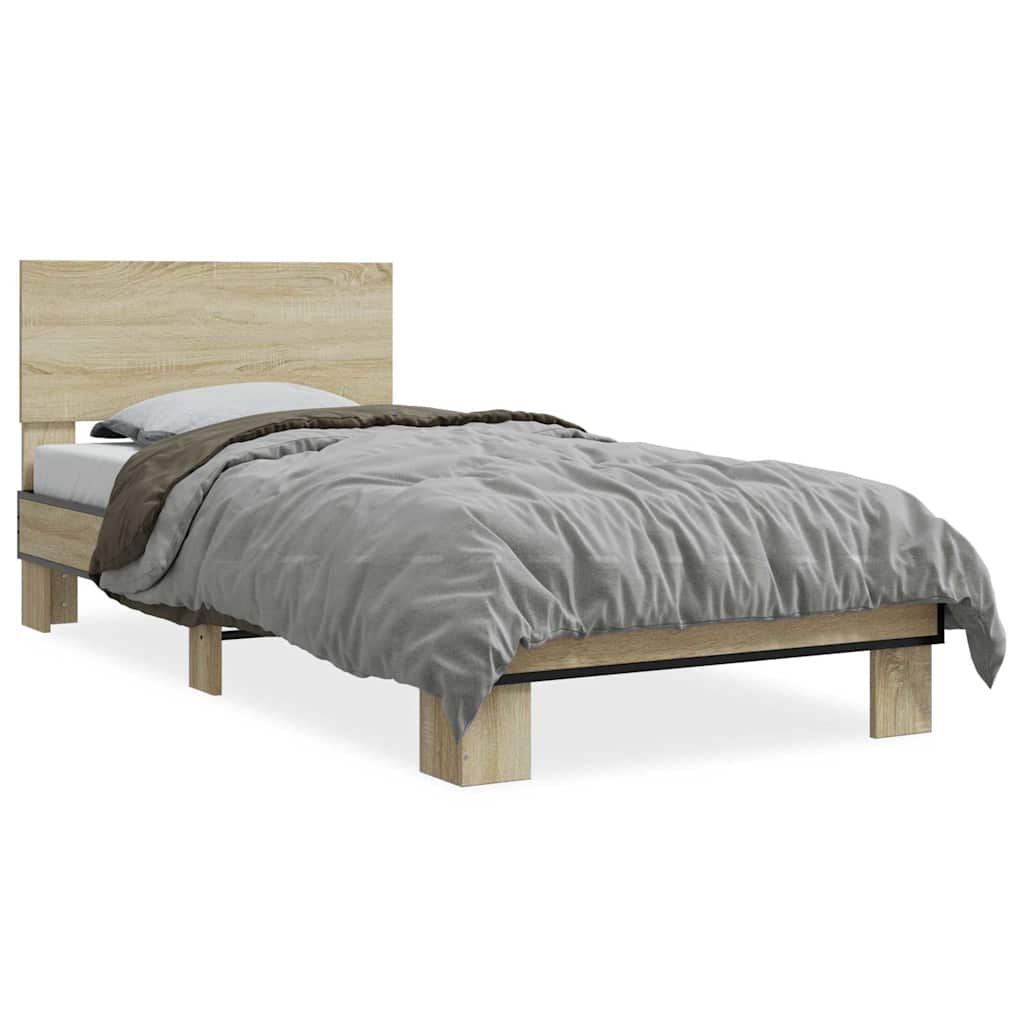 vidaXL Bed Frame without Mattress Sonoma Oak 75x190 cm Small Single 2