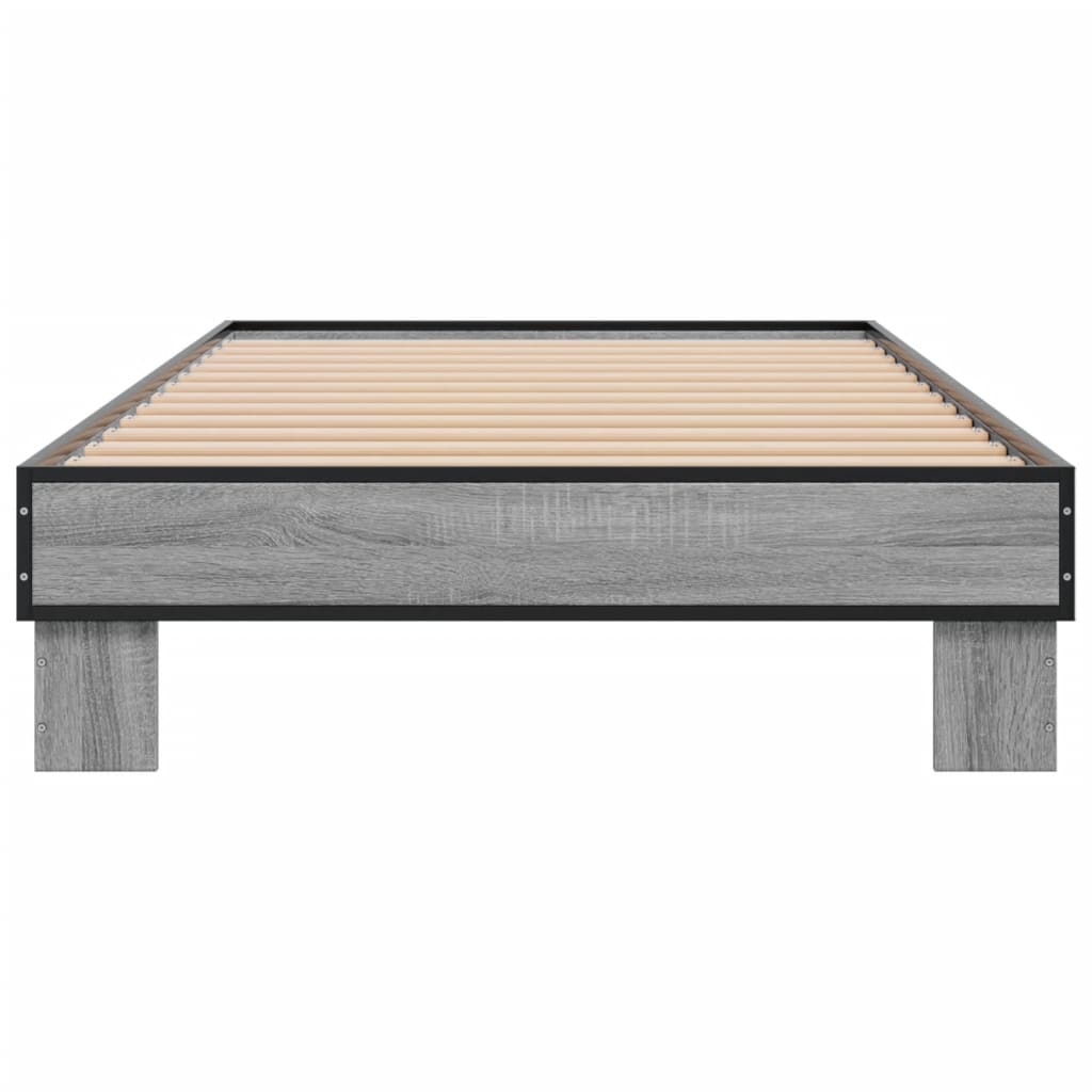 vidaXL Bed Frame without Mattress Grey Sonoma 100x200 cm 4