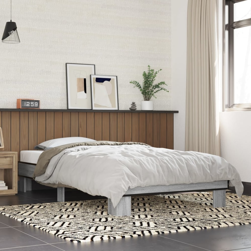 Bed Frame without Mattress 90x200 cm Grey sonoma