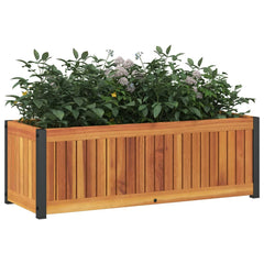 vidaXL Garden Planter 80x30x27.5 cm Solid Wood Acacia and Steel 3