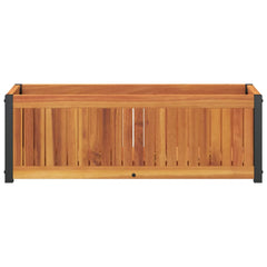 vidaXL Garden Planter 80x30x27.5 cm Solid Wood Acacia and Steel 4