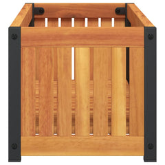 vidaXL Garden Planter 80x30x27.5 cm Solid Wood Acacia and Steel 5