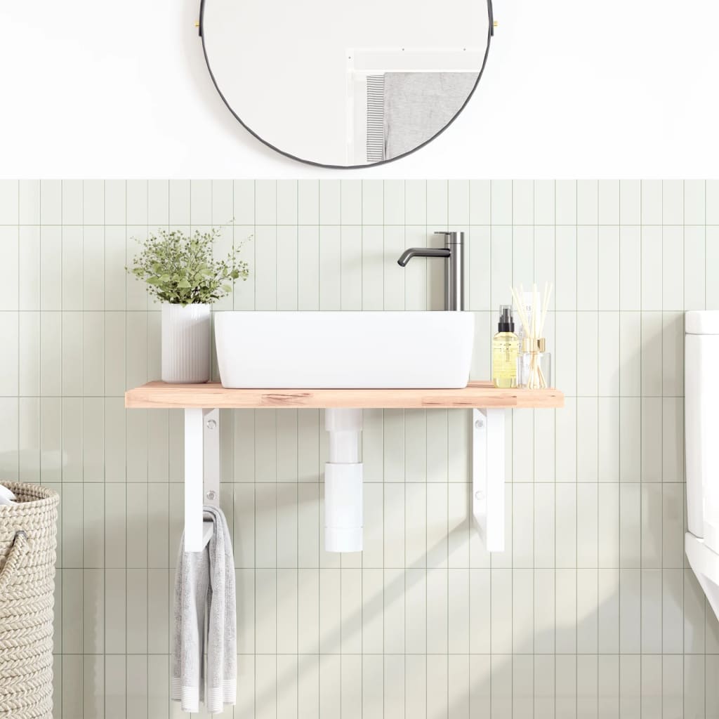 vidaXL Shelf Brackets for Washbasin 2 pcs White Rectangular Steel 3