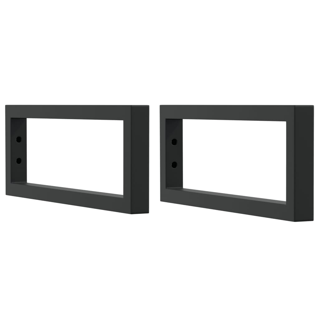 vidaXL Shelf Brackets for Washbasin 2 pcs Black Rectangular Steel 2
