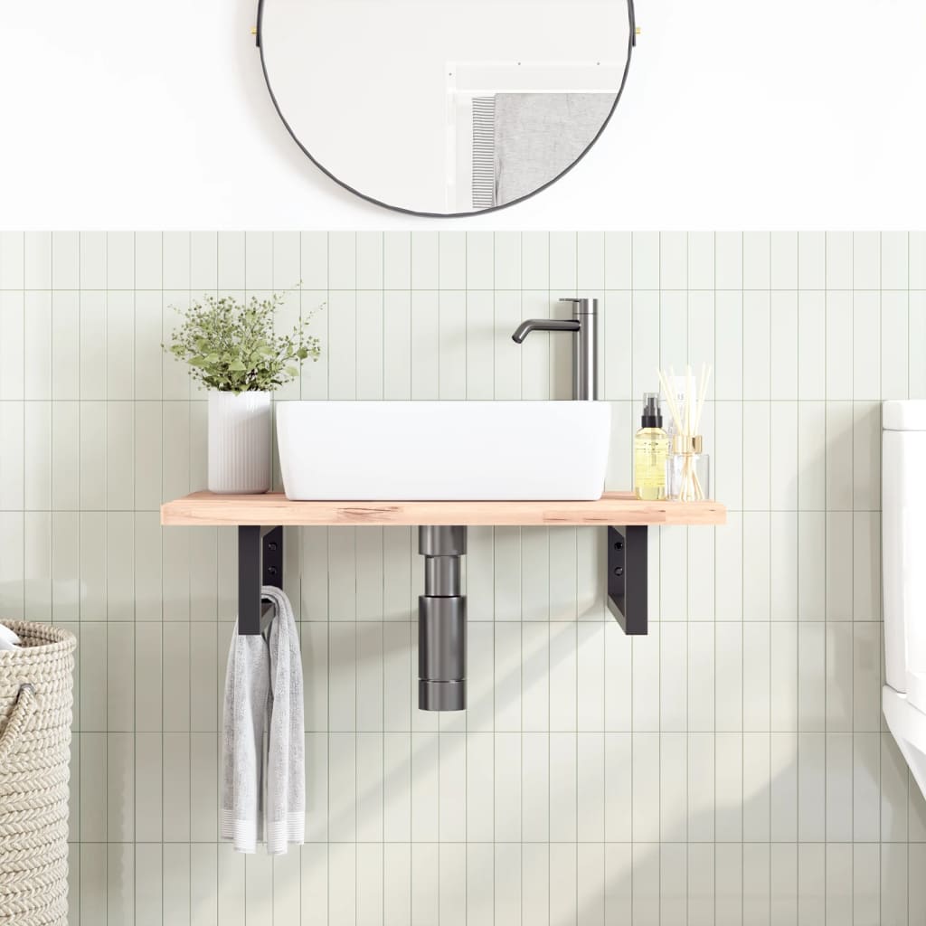 vidaXL Shelf Brackets for Washbasin 2 pcs Black Rectangular Steel 3