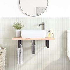 vidaXL Shelf Brackets for Washbasin 2 pcs Black Rectangular Steel 3