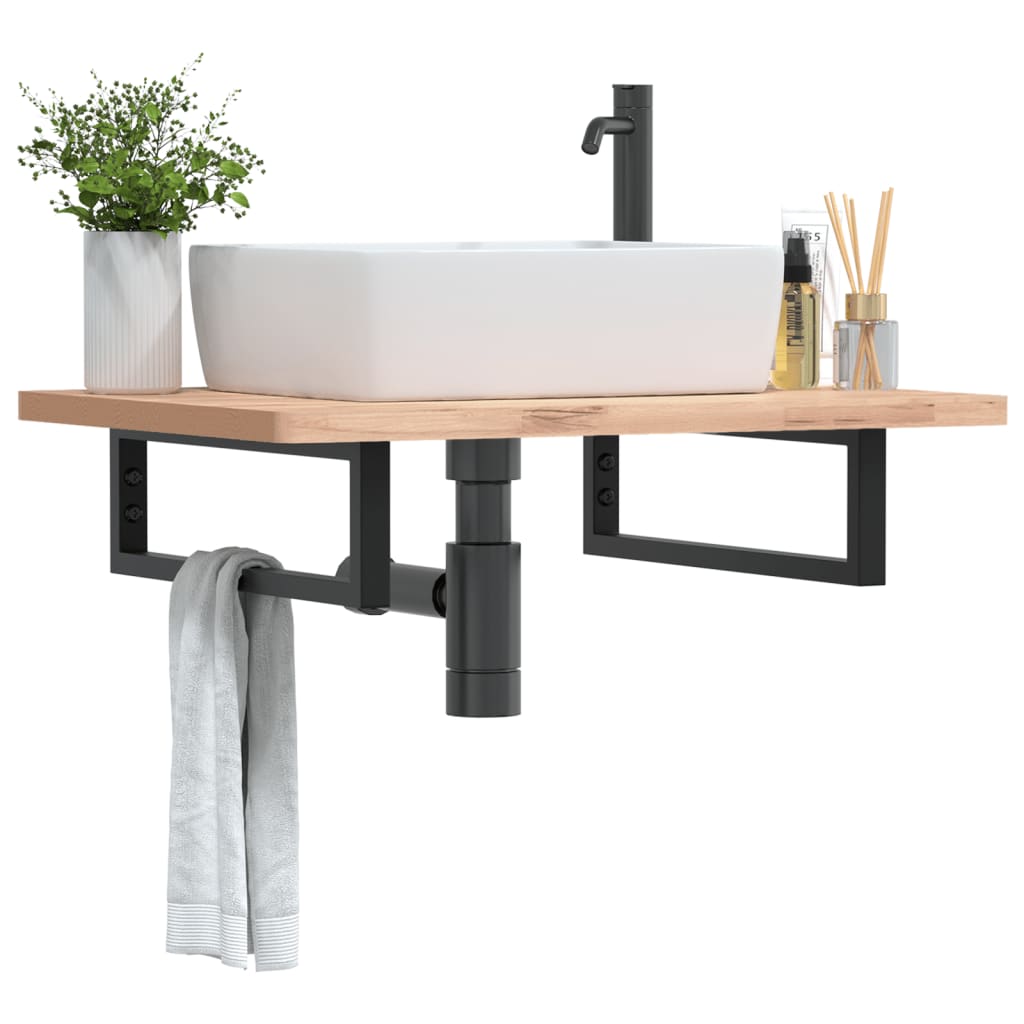 vidaXL Shelf Brackets for Washbasin 2 pcs Black Rectangular Steel 1