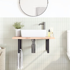 vidaXL Shelf Brackets for Washbasin 2 pcs Black Rectangular Steel 3