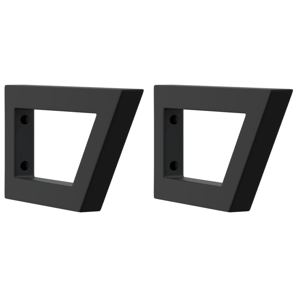 vidaXL Shelf Brackets for Washbasin 2 pcs Black Trapezium Steel 2