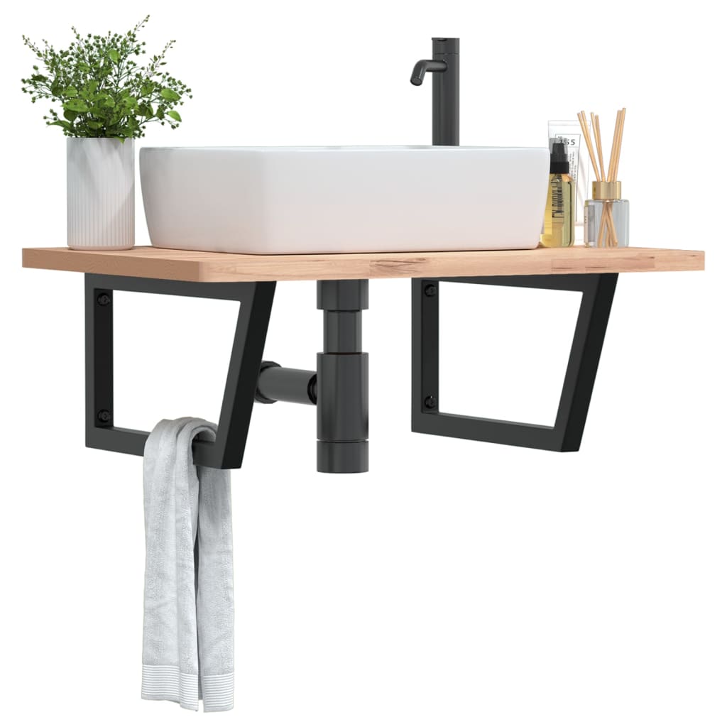 vidaXL Shelf Brackets for Washbasin 2 pcs Black Trapezium Steel 1