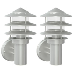 vidaXL Outdoor Wall Lights 2pcs Silver Stainless Steel 2