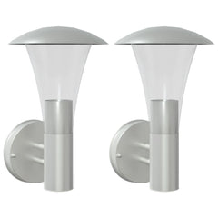vidaXL Outdoor Wall Lights 2pcs Silver Stainless Steel 2
