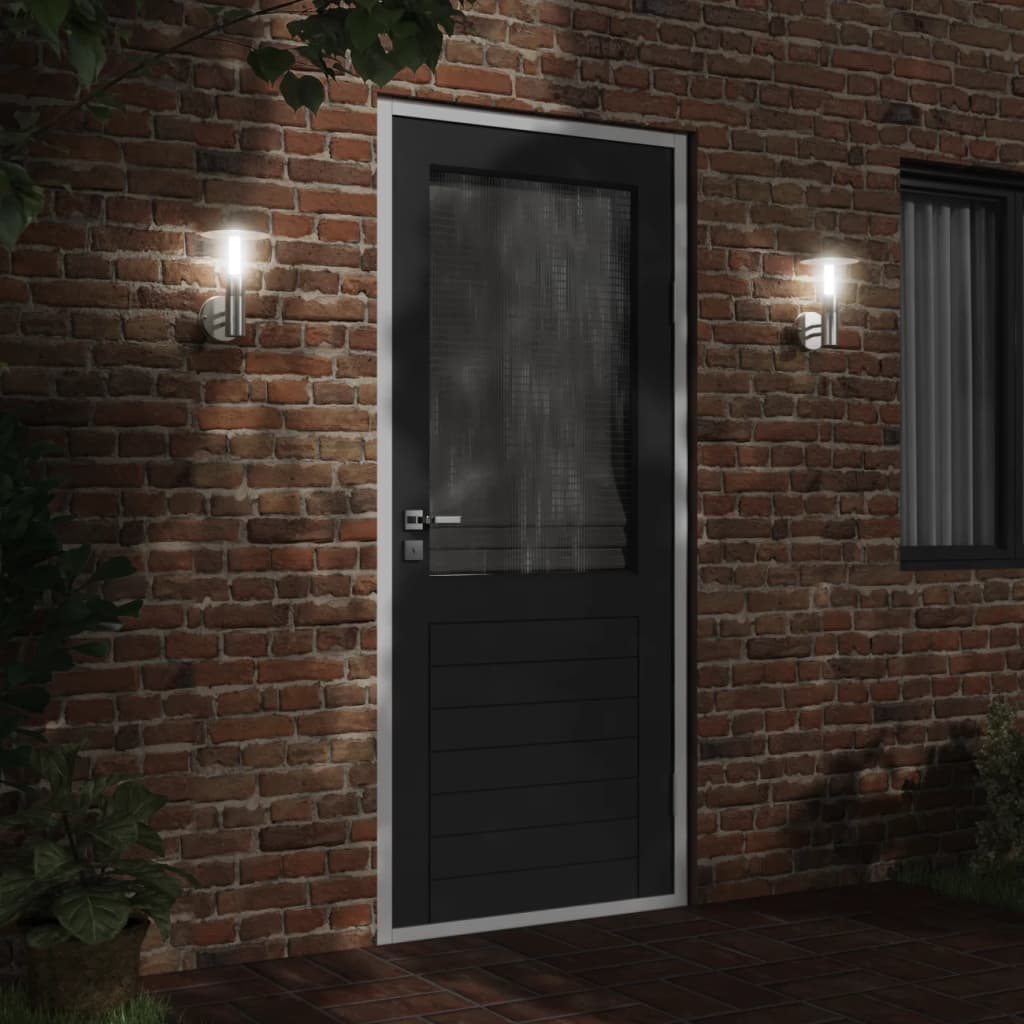 vidaXL Outdoor Wall Lights 2pcs Silver Stainless Steel 3