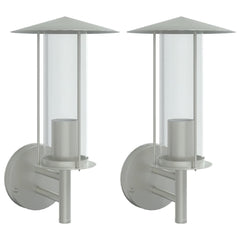 vidaXL Outdoor Wall Lights 2pcs Silver Stainless Steel 2