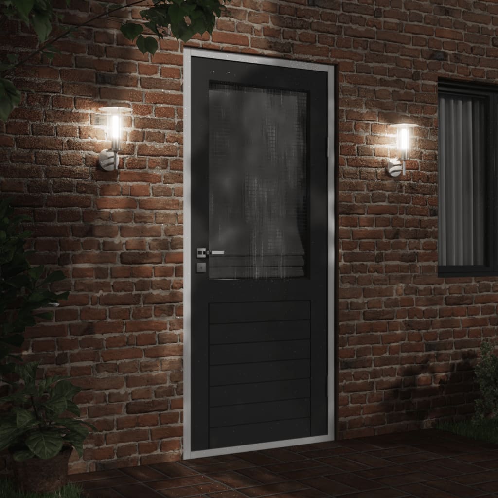 vidaXL Outdoor Wall Lights 2pcs Silver Stainless Steel 3
