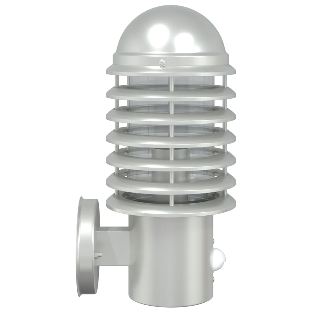 vidaXL Outdoor Wall Lights with Sensors 2pcs Silver Stainless Steel 5