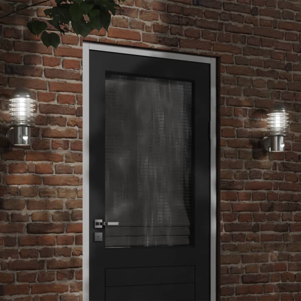 vidaXL Outdoor Wall Lights with Sensors 2pcs Silver Stainless Steel 1