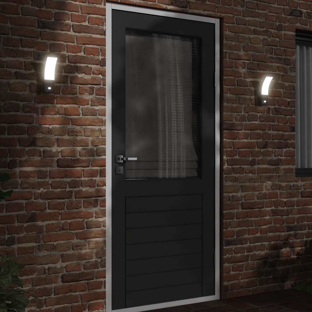 Outdoor LED Wall Lights with Sensors 2pcs Black Yes
