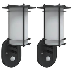 vidaXL Outdoor Wall Lights with Sensors 2pcs Black Stainless Steel 2