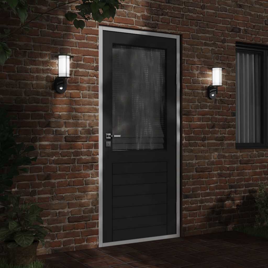 vidaXL Outdoor Wall Lights with Sensors 2pcs Black Stainless Steel 3