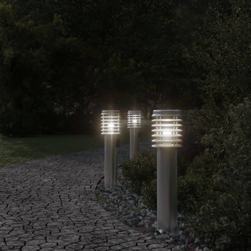 vidaXL Outdoor Floor Lamp with Outlet Silver 60 cm Stainless Steel 3