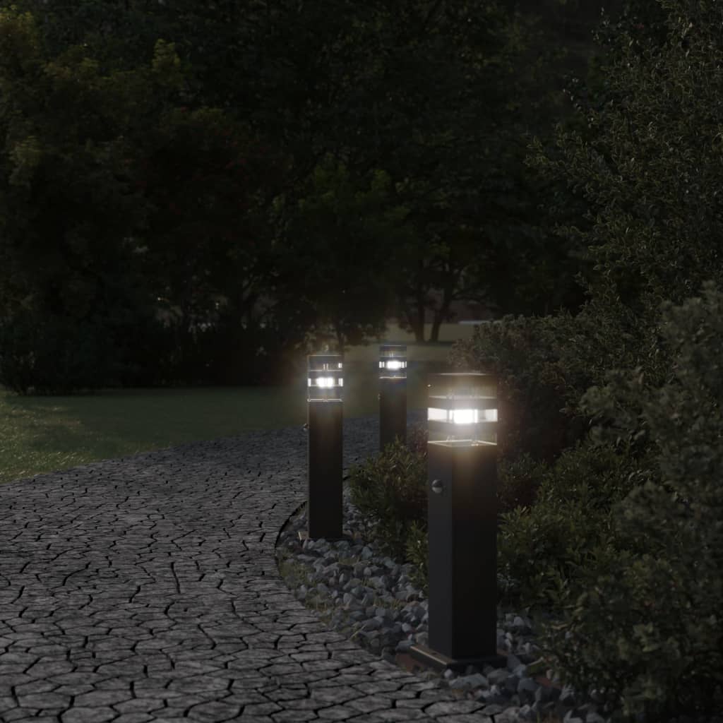 vidaXL Outdoor Floor Lamp with Sensor Black 50 cm Aluminium 3