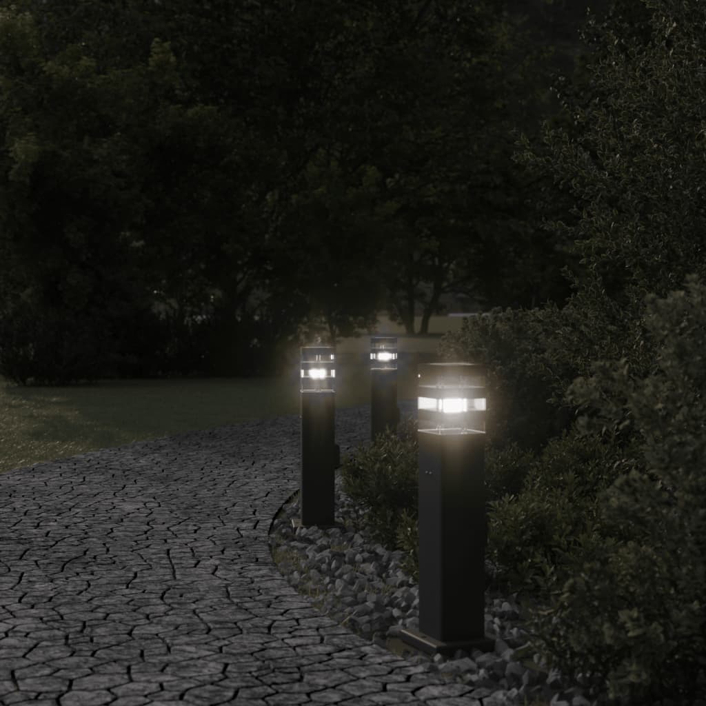 vidaXL Outdoor Floor Lamp with Outlet Black 50 cm Aluminium 3