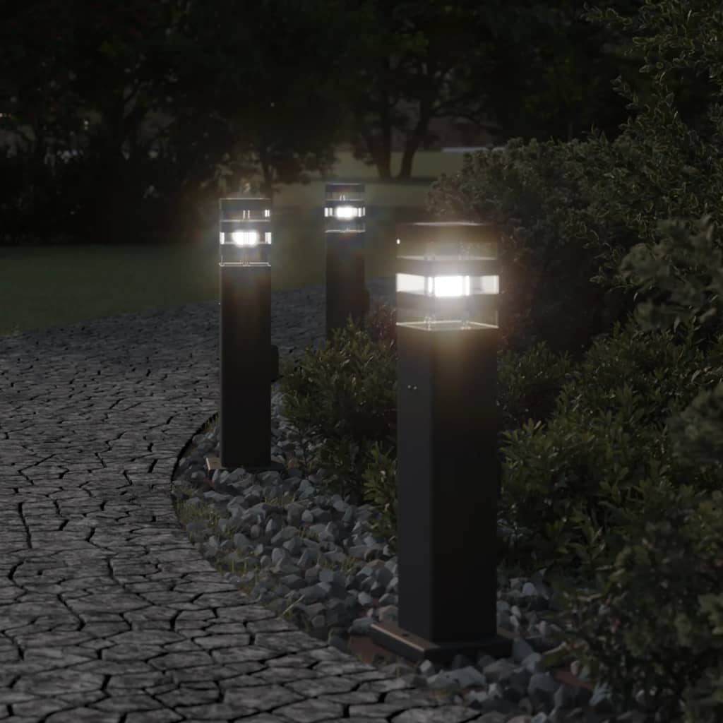 vidaXL Outdoor Floor Lamp with Outlet Black 50 cm Aluminium 1