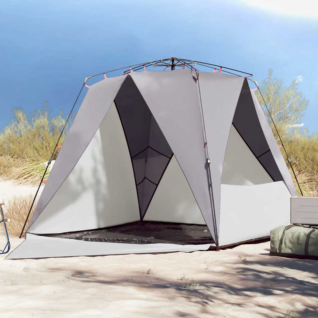 vidaXL Beach Tent 4-Person Grey Quick Release Waterproof 1