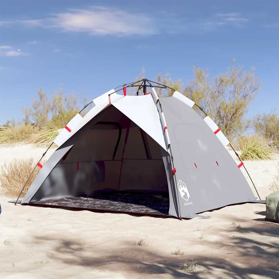 vidaXL Beach Tent 3-Person Grey Quick Release Waterproof 1