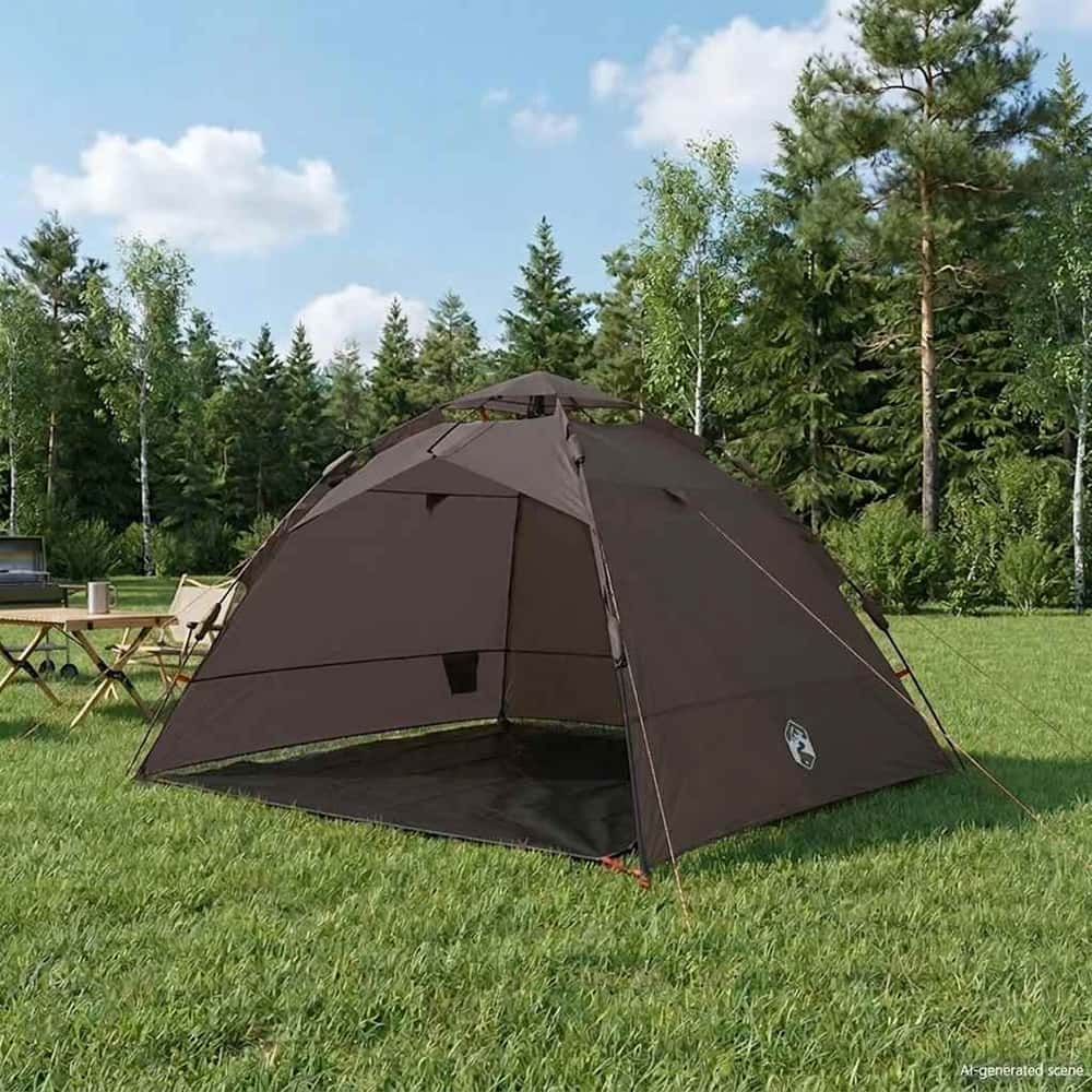 Fishing Tent 4-Person Quick Release Brown