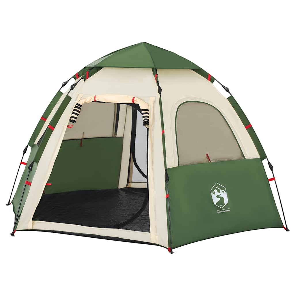 Camping Tent Cabin 4-Person Quick Release Width 260 cm Green