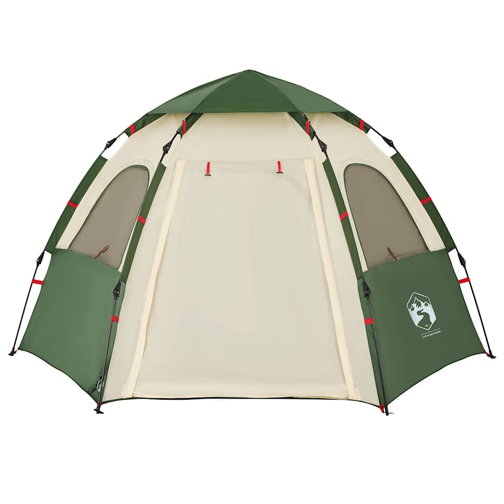 Camping Tent Cabin 4-Person Quick Release Width 260 cm Green