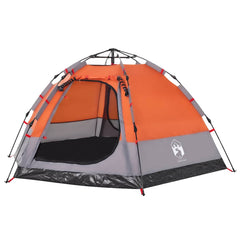 Camping Tent Cabin 4-Person Quick Release Width 273 cm Grey and orange