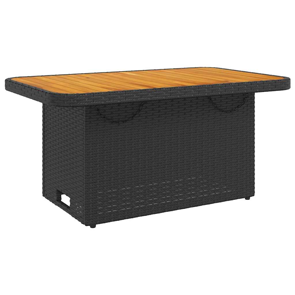 2 Piece Garden Dining Set with Cushions Black Poly Rattan 90 cm table length