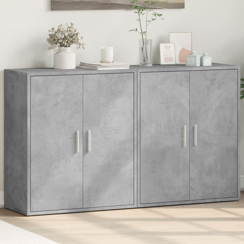 Sideboards 2 pcs 60x31x70 cm Engineered Wood Concrete grey